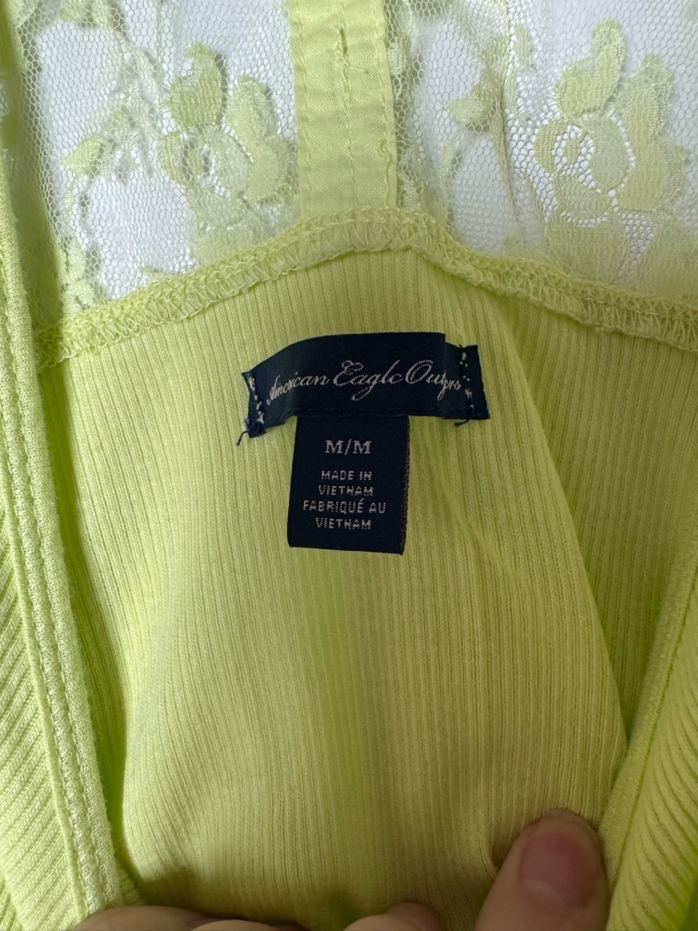 American Eagle Neon Green Lace Back Tank Top Womens Medium - Picture 3 of 3